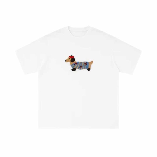 Dachshund Embroidered Short-sleeved Puppy Flocking...