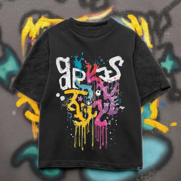 Acid Wash T-Shirt for Men Street Skateboarding Com...