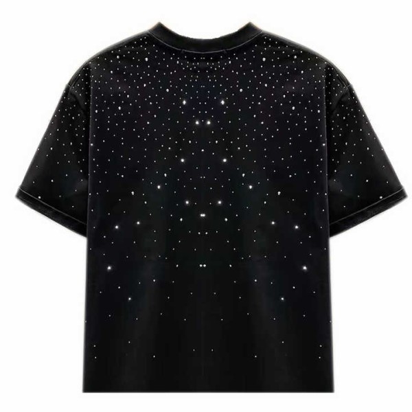 100% Cotton Men Rhinestones T Shirt Short Sleeves ...