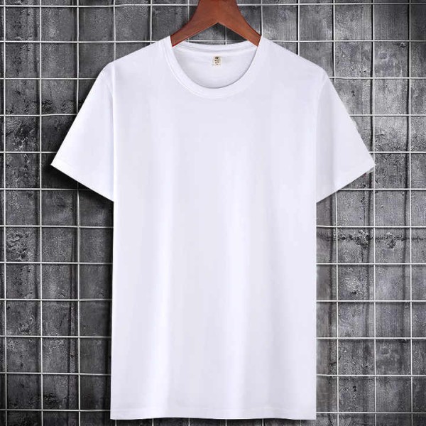 Large Size Short-sleeved T-shirt Men's Round Neck Solid Color Cotton