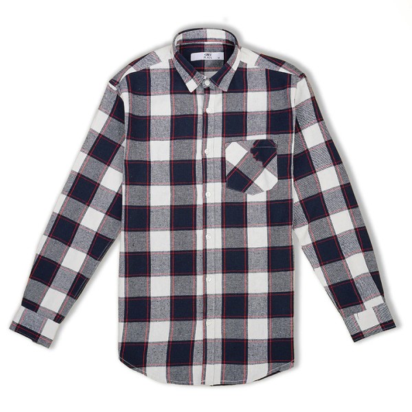 Men's Stand Collar Flannel Shirt Print Embroidery ...