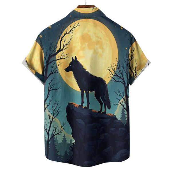 Latest Design Plus Size Sublimated Animals Wolf Printed Hawaiian Shirt