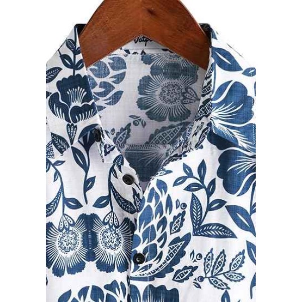 Button Down Shirt Men Short Sleeve Men's Linen Shirt Business Casual Dress Shirt