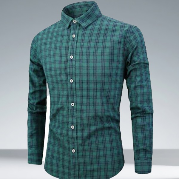 New Cotton Men's Long-Sleeved Plaid Shirt Youth Popular Shirt Fashion