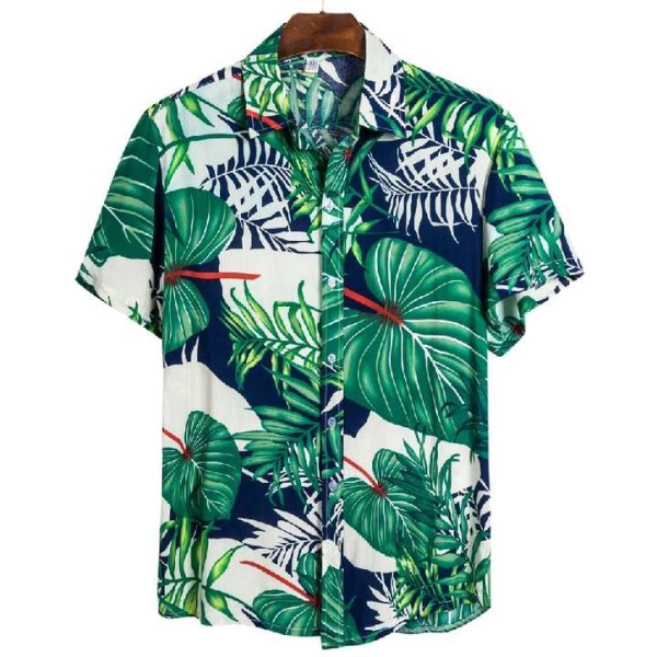 New Printed Men's Short Sleeve Shirt Top Flower Le...