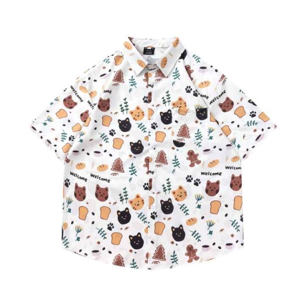 Summer Casual Loose Short Sleeved Vacation shirt B...
