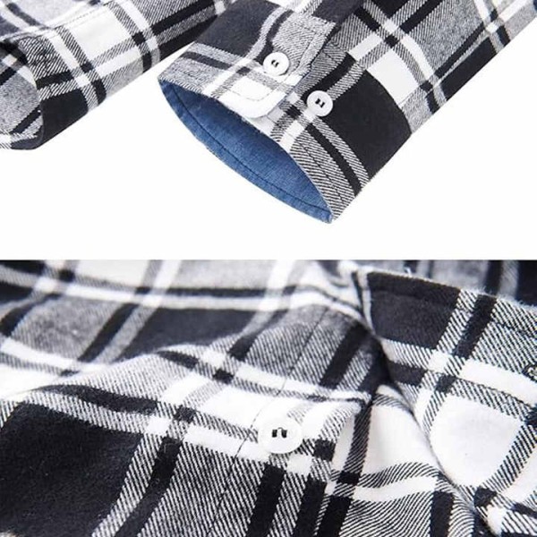 Chest Pocket Check Pattern Turn-down Collar Flannel Plaid Shirts