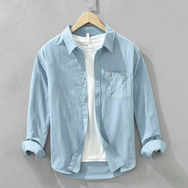 Made Plus Size Vacation shirts Yarn Dyed Solid Shi...