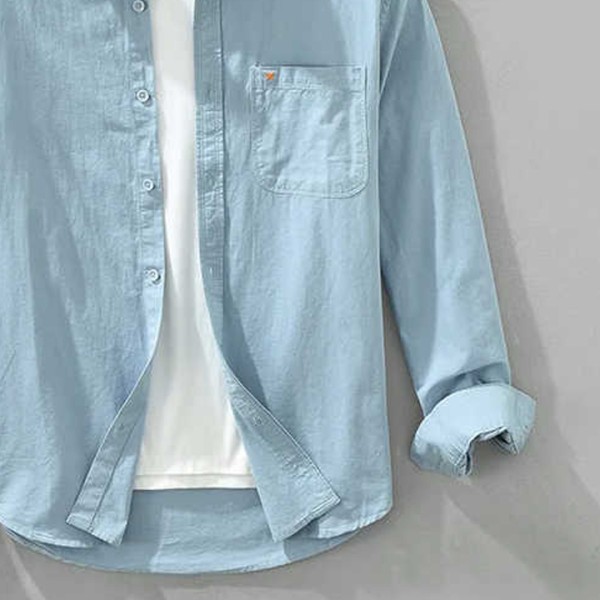 Made Plus Size Vacation shirts Yarn Dyed Solid Shirts Customized Long Sleeves