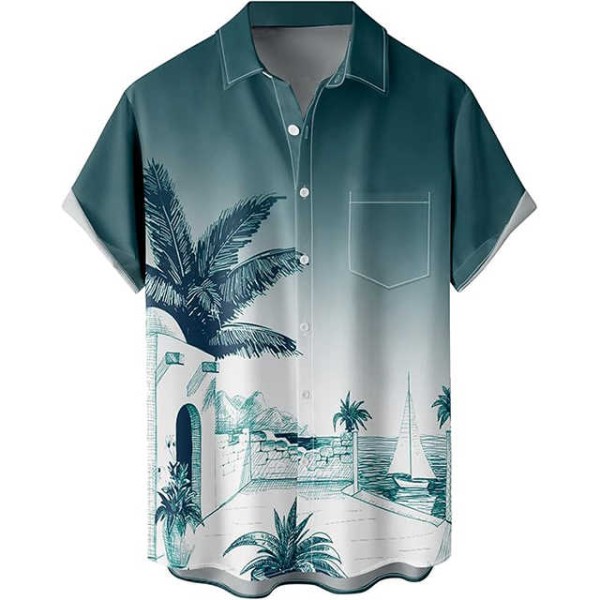 Men's Hawaiian Shirts Loose Short Sleeve Beach Res...