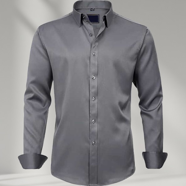 High Quality Men's Button-Down Collar Dress Shirt Long Sleeve Solid