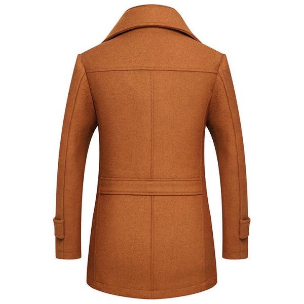 Men's Double Collar Woolen Warm Long Coat for Winter