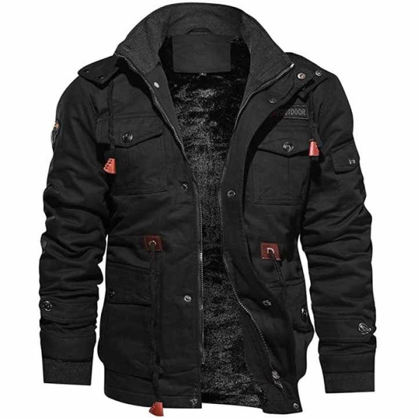 Label Men Jacket US Black Jacket Cotton Thick Coat...