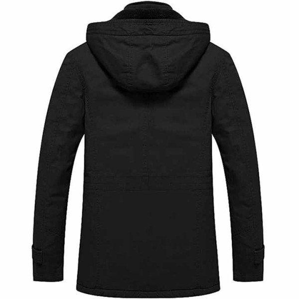 Label Men Jacket US Black Jacket Cotton Thick Coat with Detachable Hood