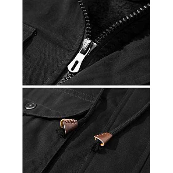 Label Men Jacket US Black Jacket Cotton Thick Coat with Detachable Hood
