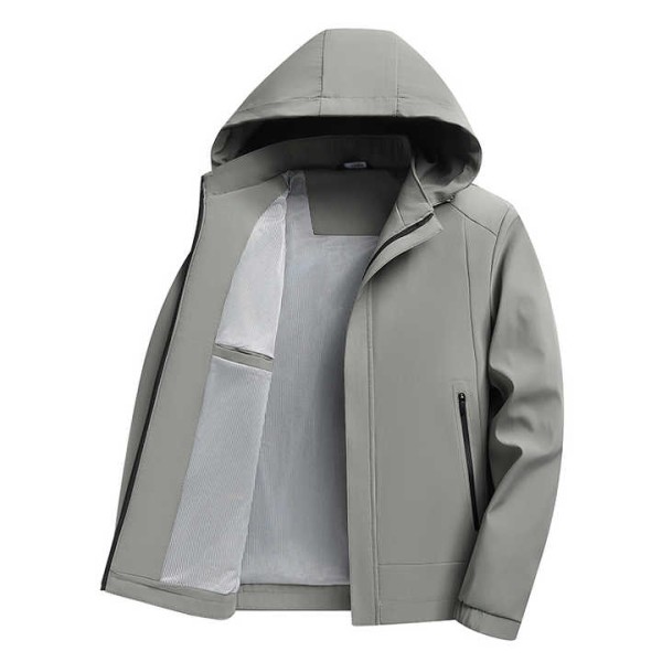 Customized Upgraded Hooded Zipper Jacket Solid Col...
