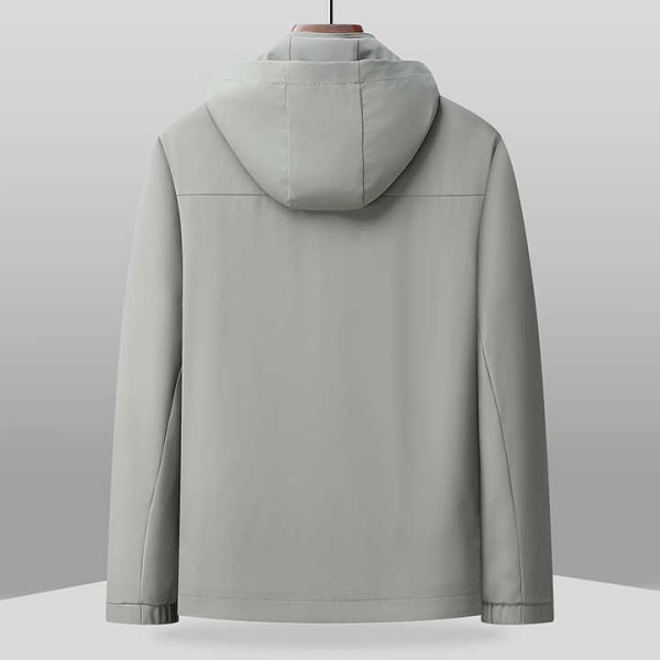 Customized Upgraded Hooded Zipper Jacket Solid Color Windproof
