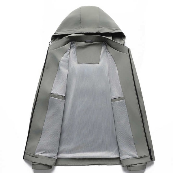 Customized Upgraded Hooded Zipper Jacket Solid Color Windproof