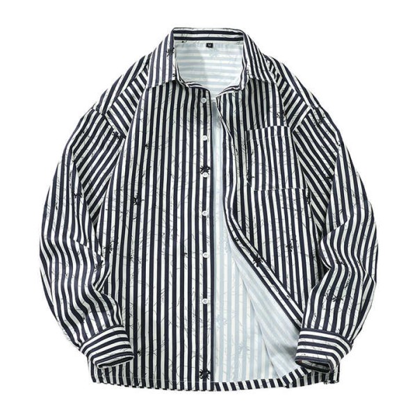 Men's Jacket with Striped Pattern Casual Long-slee...