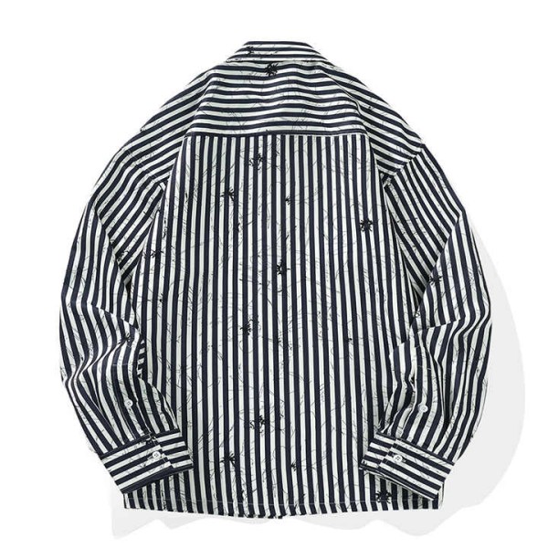 Men's Jacket with Striped Pattern Casual Long-sleeved Jacket