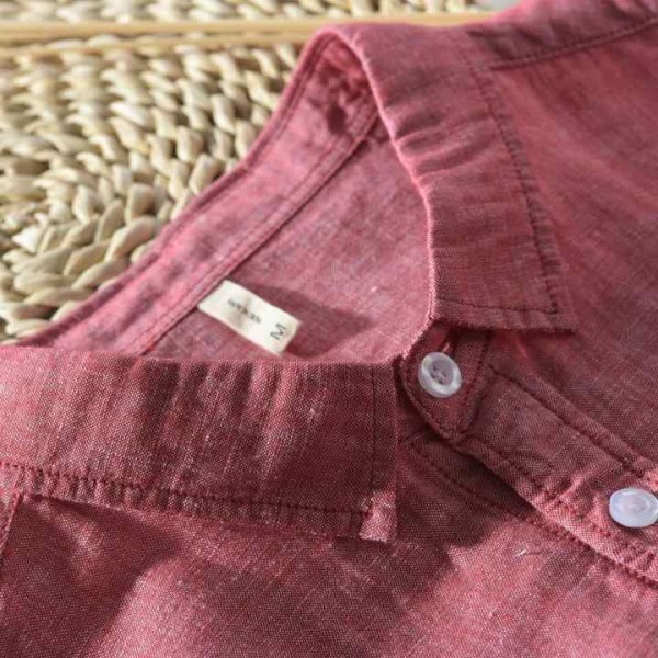 Lightweight and Breathable Men's Linen Shirt Solid Color Long Sleeve Casual Shirt
