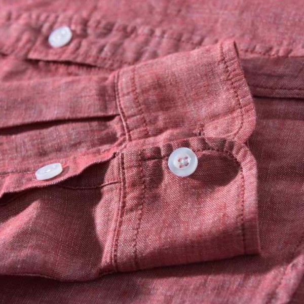 Lightweight and Breathable Men's Linen Shirt Solid Color Long Sleeve Casual Shirt