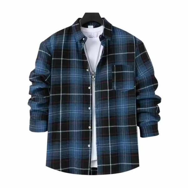 Men's Cotton Long Sleeve Plaid Shirt Breathable Ca...