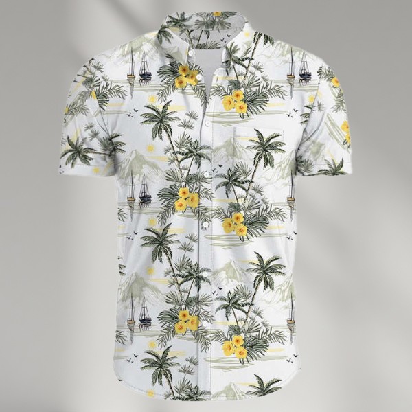 Beach Shirt Sublimation Printed Vintage 100% Cotton Men Beach Shirts