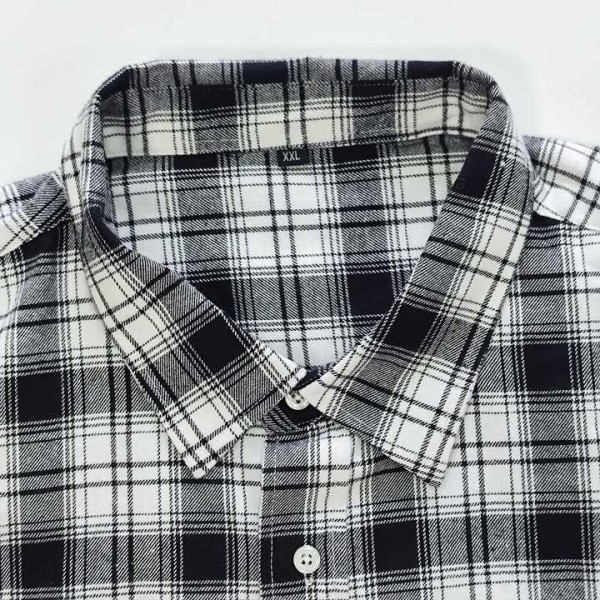 Plaid Long Sleeve Plus Size Style Black and White Heavyweight Flannel Shirts