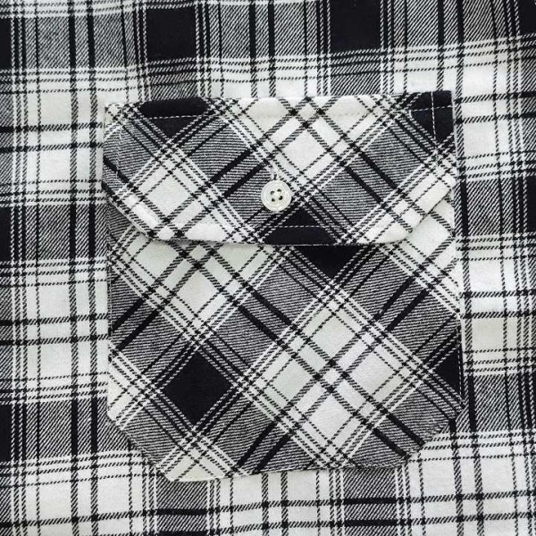 Plaid Long Sleeve Plus Size Style Black and White Heavyweight Flannel Shirts