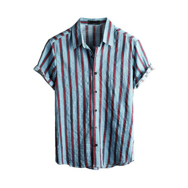 Beach Printed Men Short Sleeve Shirt 100% Cotton M...