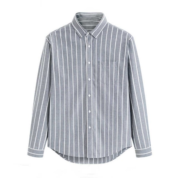 Men's Casual Stylish Long Sleeve Button-Up Striped...