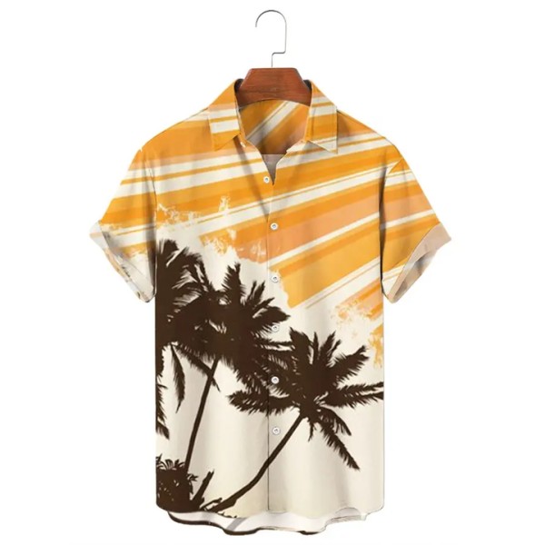 Short Sleeved Shirt Loose Casual Printed Beach Shi...