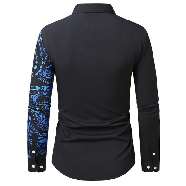 Men's Long Sleeve Fashion High Quality Printed Luxury Commute Formal
