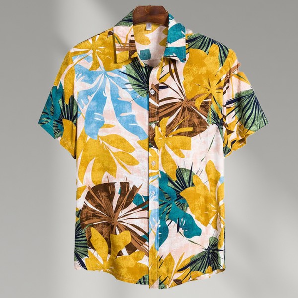 New Design Shirt Printing Men Beach Wear Cotton Hawaiian t Shirts