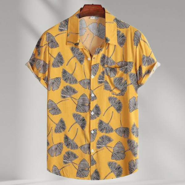 Men's Retro Geometric Hawaiian Beach Print Shirt Size Summer Casual Short