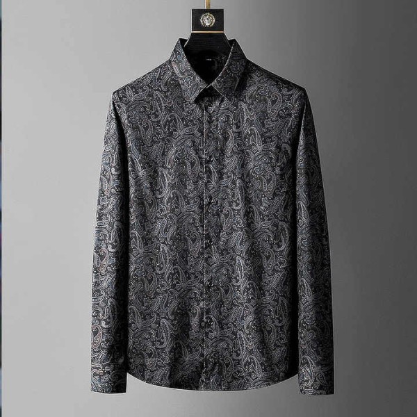 Spring Summer Long-sleeved Print Men's Twill Patte...