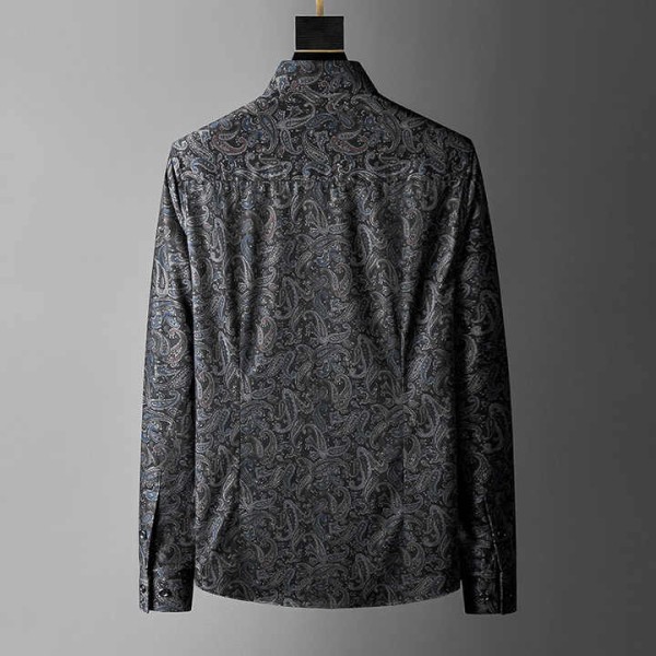 Spring Summer Long-sleeved Print Men's Twill Pattern Shirt