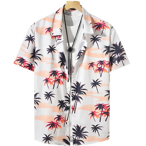 Men's Hawaiian Aloha Shirt Summer Tropical Print W...