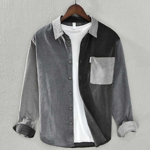 New Men's Cotton 100% Turn-down Collar Corduroy Pa...