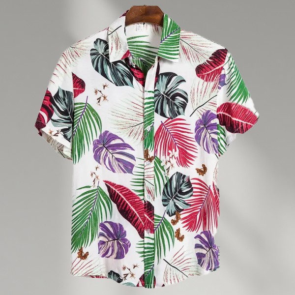 Men's Summer Casual Hawaiian Shirt Comfortable Breathable Satin Printed Floral
