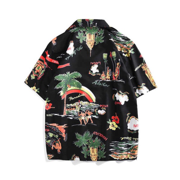 Summer Men's Casual Shirts Loose Short Sleeve Hawaiian Lapel Design
