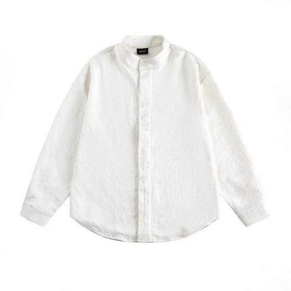 Men's Retro Embroidered Jacquard Long Sleeve Shirt...