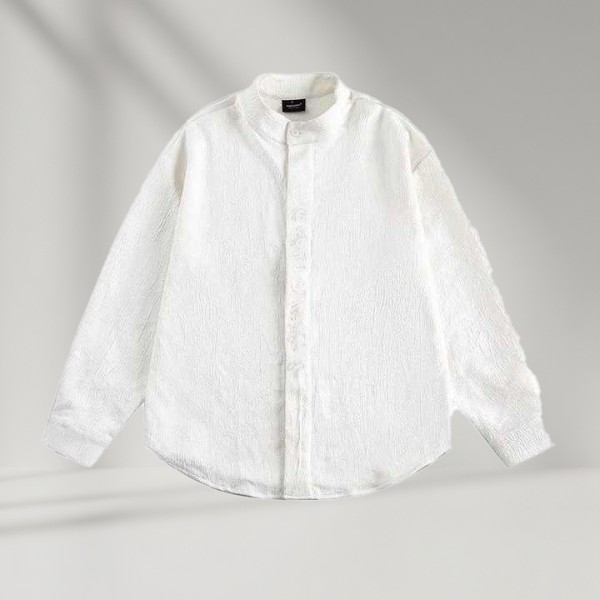Men's Retro Embroidered Jacquard Long Sleeve Shirt for Fashionable