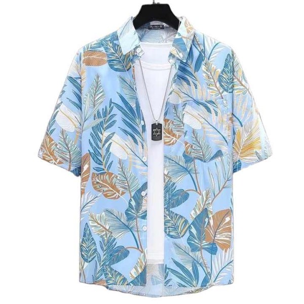 New Summer Hawaiian Blouse Vacation shirts With Qu...