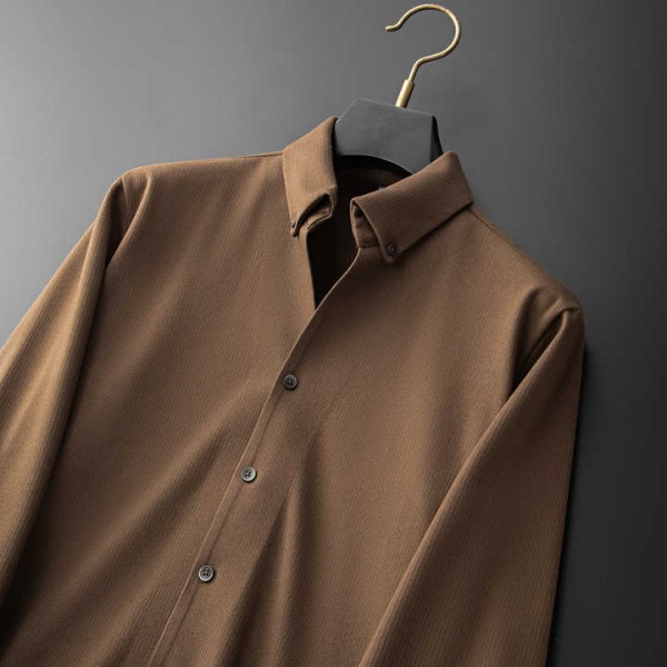 Autumn Men's Long Sleeve Shirts Solid Slim Fit Business Formal Shirts