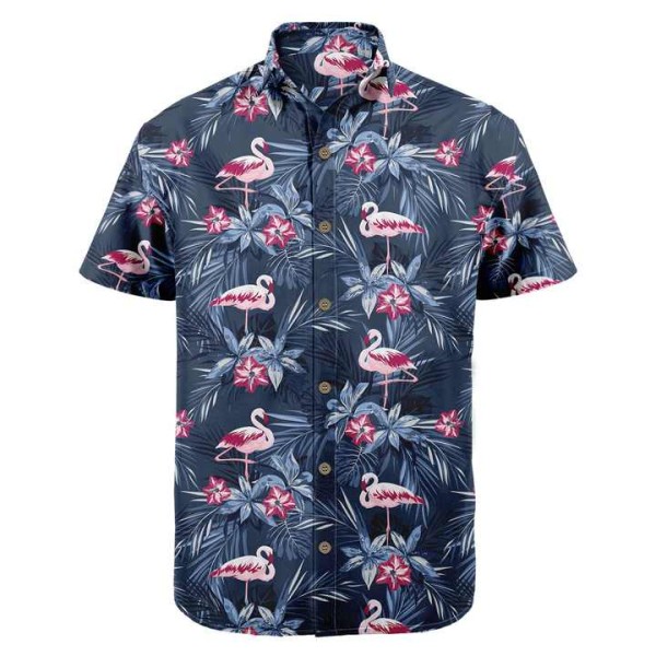 Vacation shirt Short Sleeve Tropical Floral Flamin...