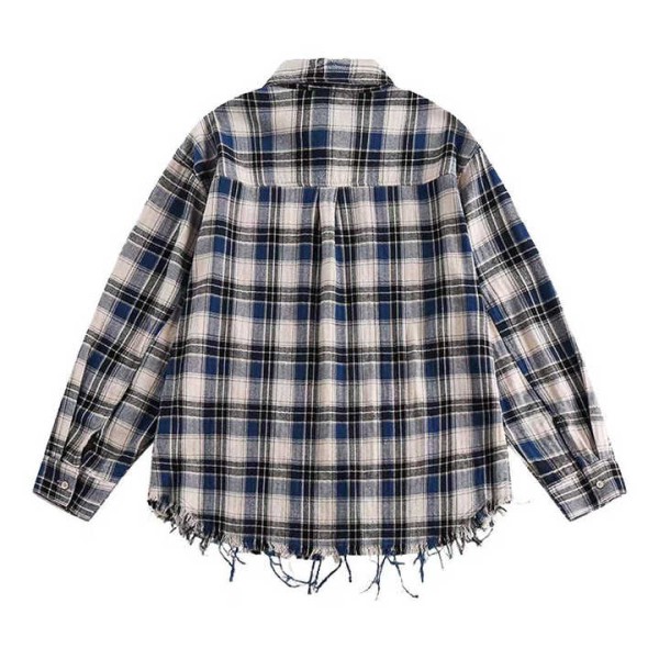 Plaid Men Flannel Shirt Men's Screen Printing Long Sleeves