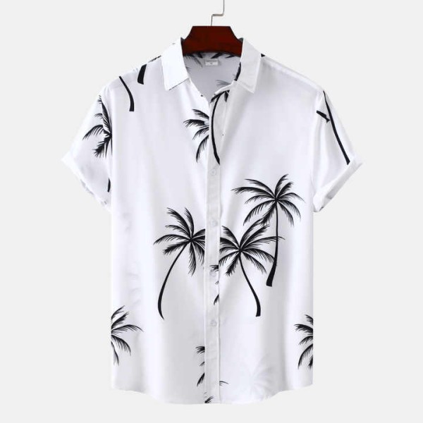 Men Digital Printed Men's Hawaiian Shirt Beach Sho...