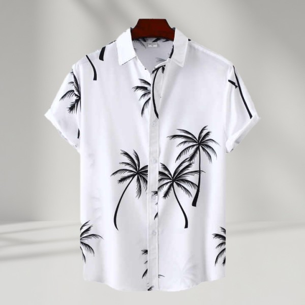 Men Digital Printed Men's Hawaiian Shirt Beach Short Sleeve Fashion Tops